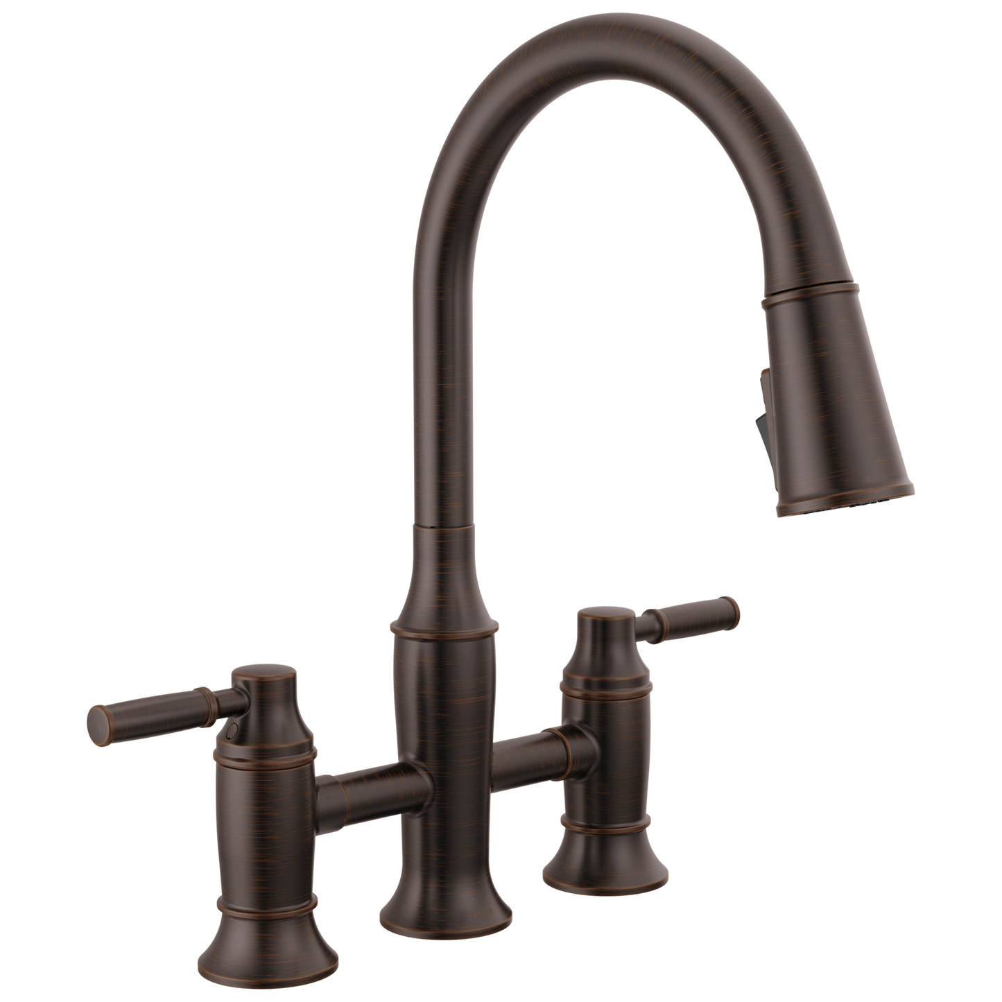 Delta Renaldi 2384L Two Handle Pull-Down Bridge Kitchen Faucet - Venetian Bronze