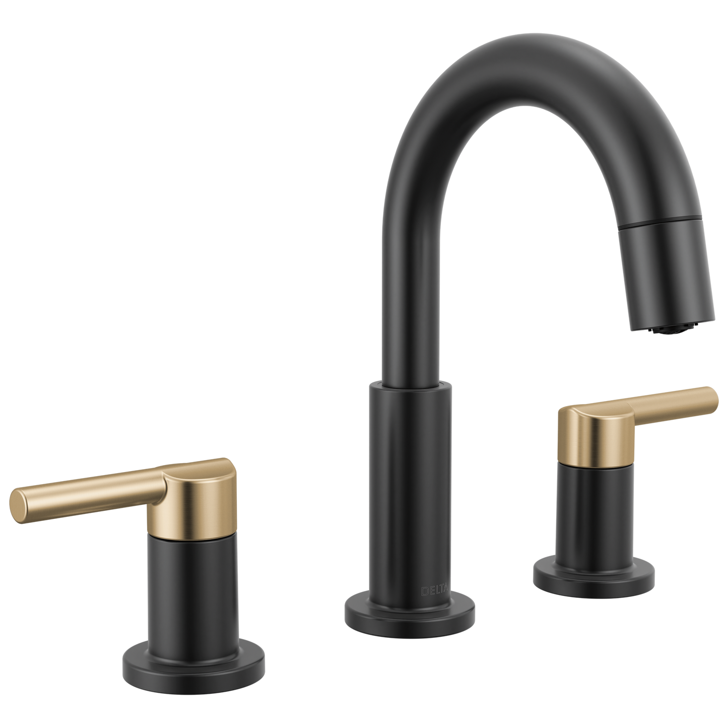 Delta Nicoli 35749LF Two Handle Widespread Pull-Down Bathroom Faucet - Matte Black / Champagne Bronze