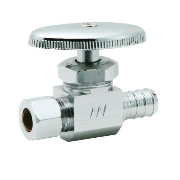 Matco-Norca 29-1004PXLF 1/2" PEX Crimp x 3/8" Compression Multi-Turn Straight Supply Valve • Chrome