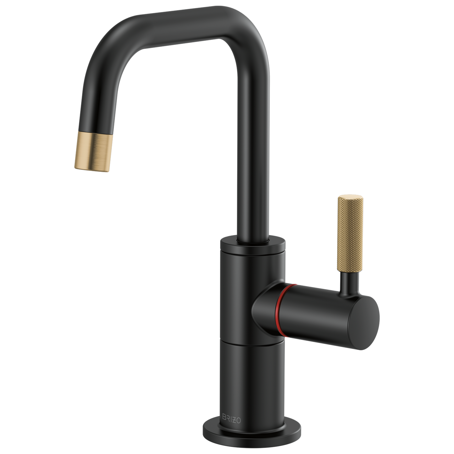 Brizo Litze 61353LF Instant Hot Faucet with Square Spout and Knurled Handle - Matte Black/Luxe Gold
