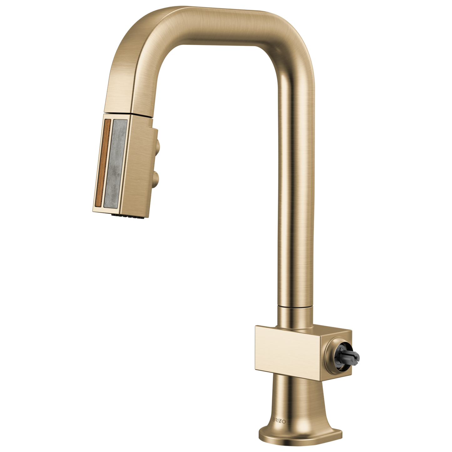 Brizo Frank Lloyd Wright 63923LF Pull-Down Prep Faucet with Square Spout and Wood/Concrete Wand - Less Handle - Luxe Gold / Wood
