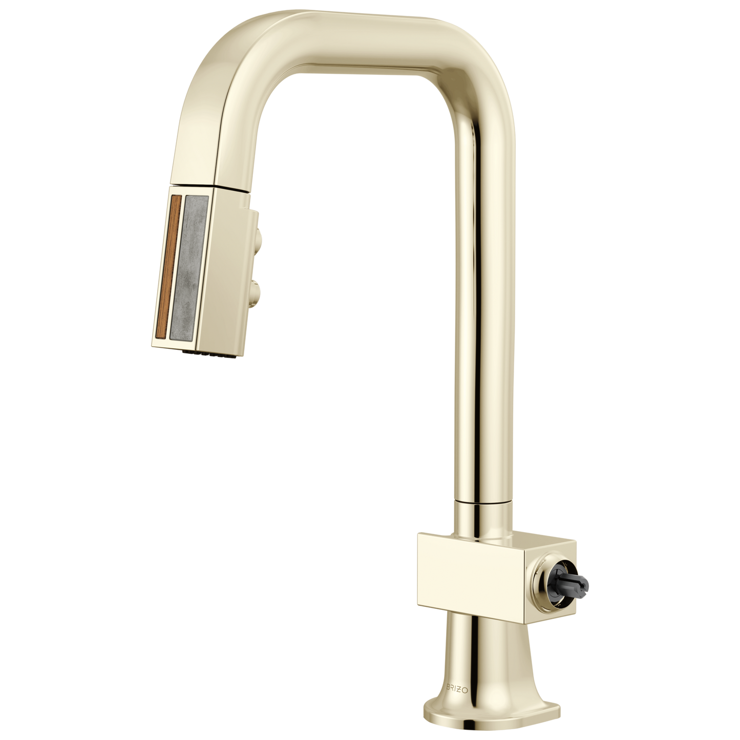 Brizo Frank Lloyd Wright 63923LF Pull-Down Prep Faucet with Square Spout and Wood/Concrete Wand - Less Handle - Polished Nickel / Wood