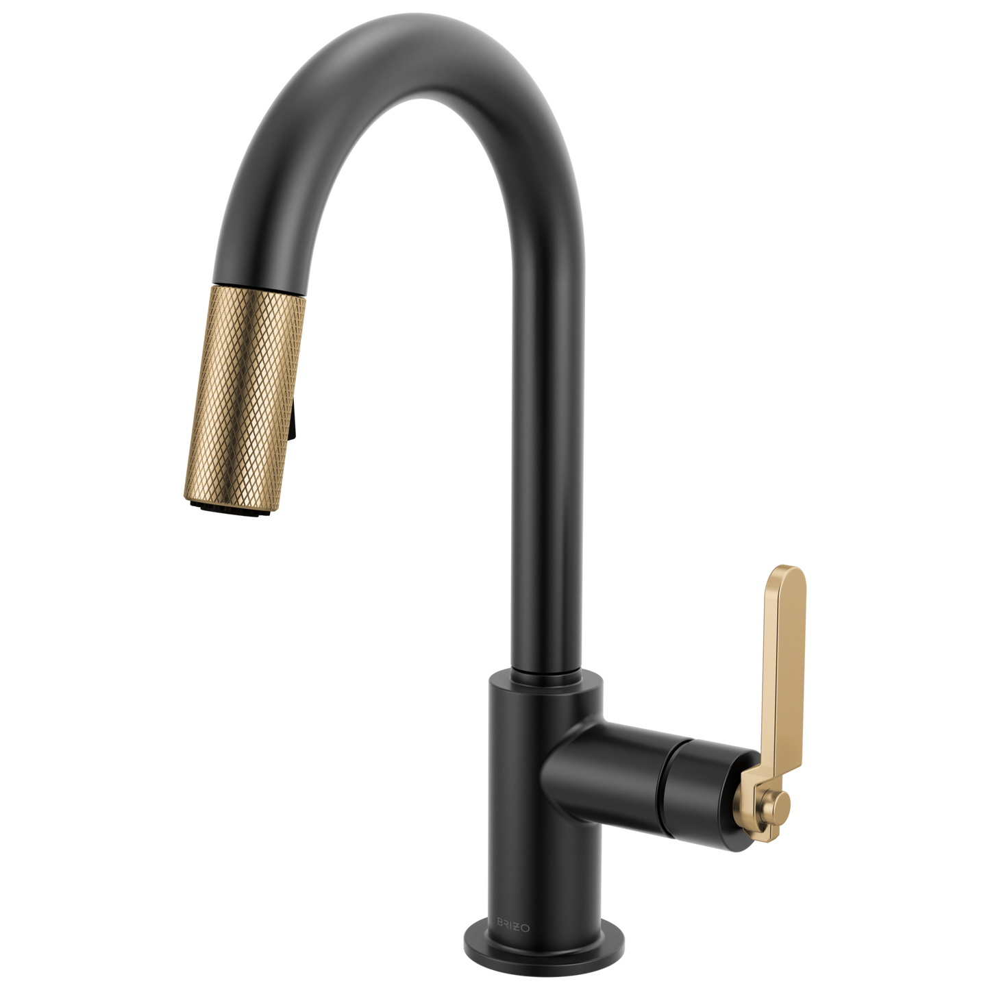 Brizo Litze 63944LF Pull-Down Prep Faucet with Arc Spout - Industrial Handle - Matte Black/Luxe Gold