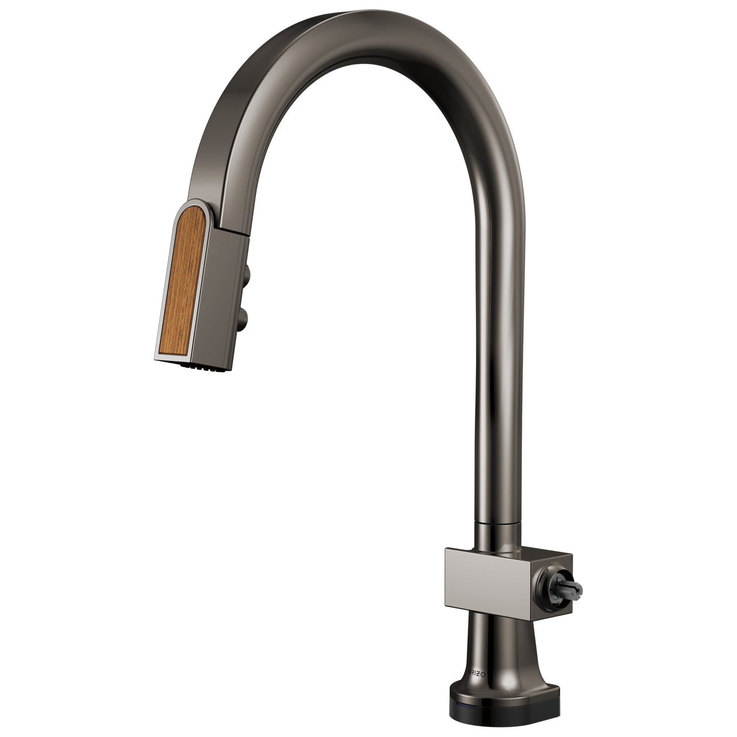 Brizo Frank Lloyd Wright 64022LF SmartTouch Pull-Down Kitchen Faucet with Arc Spout and Wood Wand - Less Handle - Brilliance Black Onyx / Wood