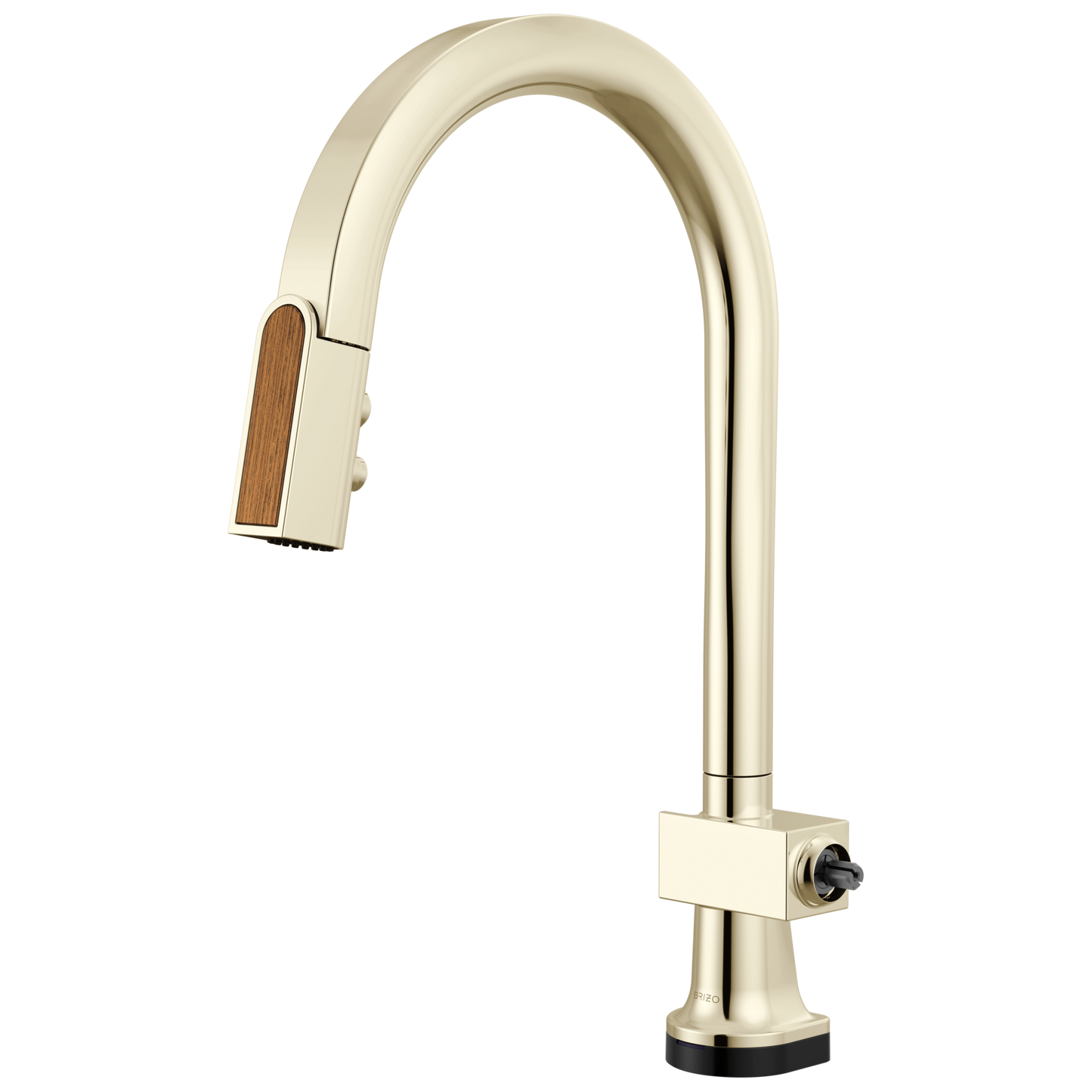 Brizo Frank Lloyd Wright 64022LF SmartTouch Pull-Down Kitchen Faucet with Arc Spout and Wood Wand - Less Handle - Polished Nickel / Wood