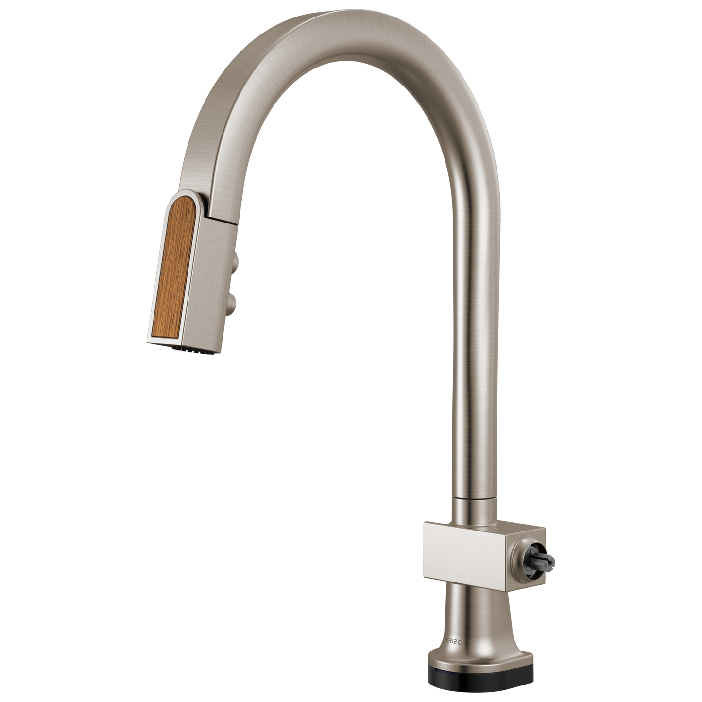 Brizo Frank Lloyd Wright 64022LF SmartTouch Pull-Down Kitchen Faucet with Arc Spout and Wood Wand - Less Handle - Stainless / Wood