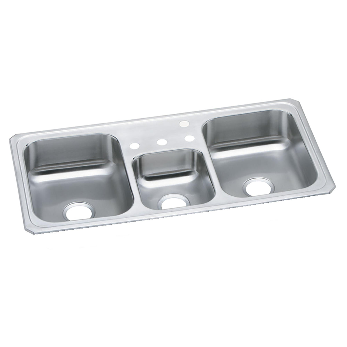 Elkay Celebrity Stainless Steel 43" x 22" x 7" 2-Hole Triple Bowl Drop-in Sink