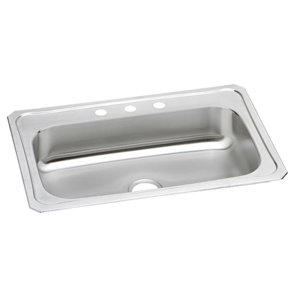 Elkay Celebrity Stainless Steel 33" x 22" x 7" 3-Hole Single Bowl Drop-in Sink