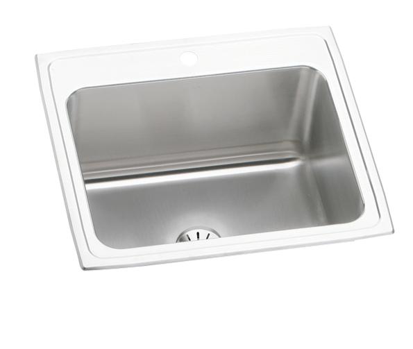 Elkay Lustertone Classic Stainless Steel 25" x 22" x 10-3/8" 1-Hole Single Bowl Drop-in Sink with Perfect Drain®