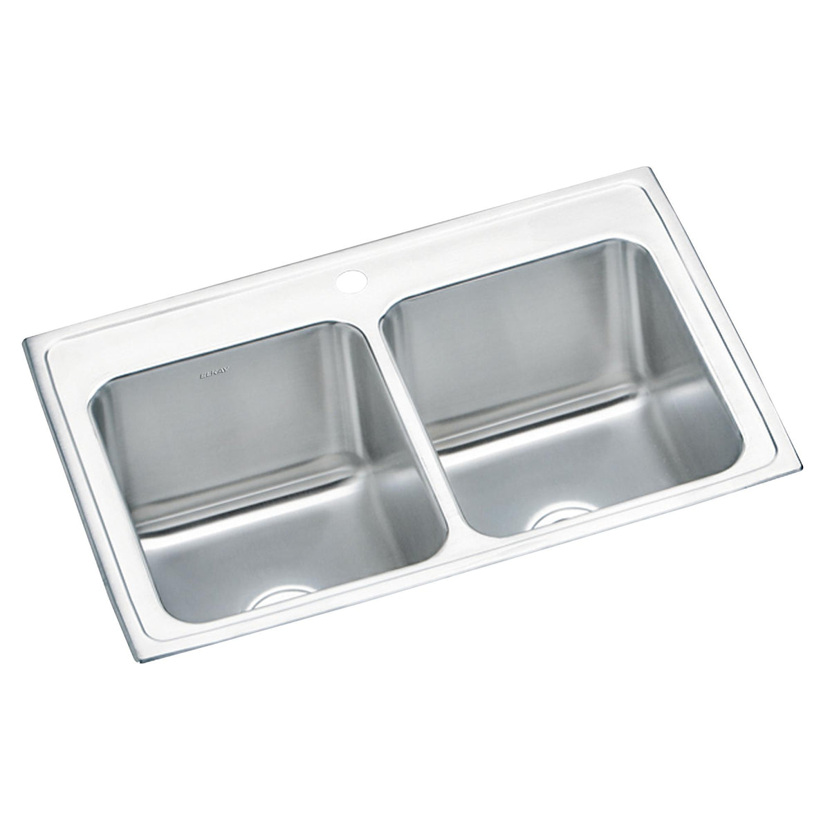 Elkay Lustertone Classic Stainless Steel 33" x 22" x 10-1/8" 1-Hole Equal Double Bowl Drop-in Sink