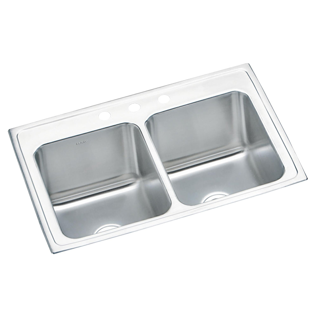 Elkay Lustertone Classic Stainless Steel 33" x 22" x 10-1/8" 3-Hole Equal Double Bowl Drop-in Sink w/Quick-clip
