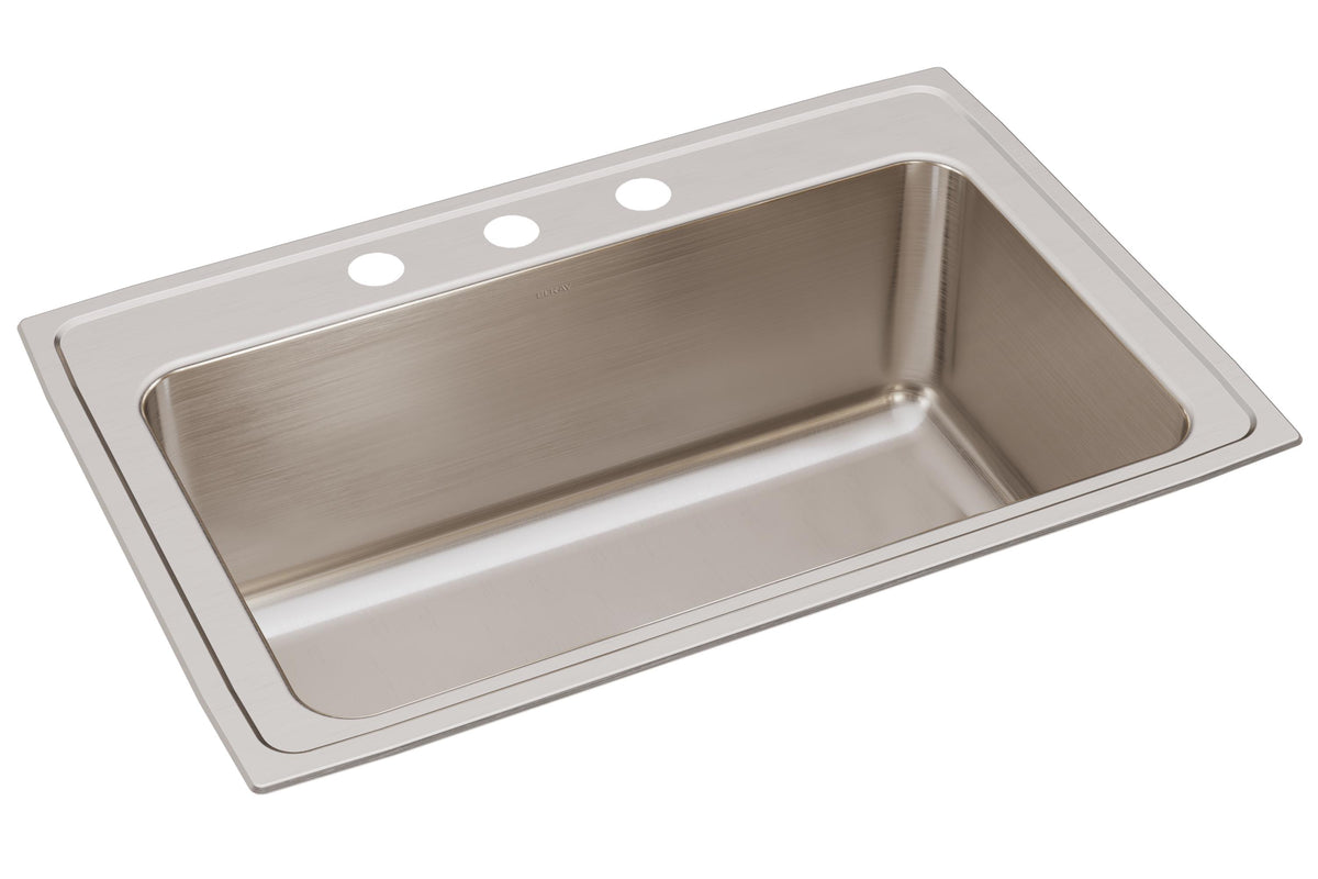Elkay Lustertone Classic Stainless Steel 33" x 22" x 11-5/8" 3-Hole Single Bowl Drop-in Sink