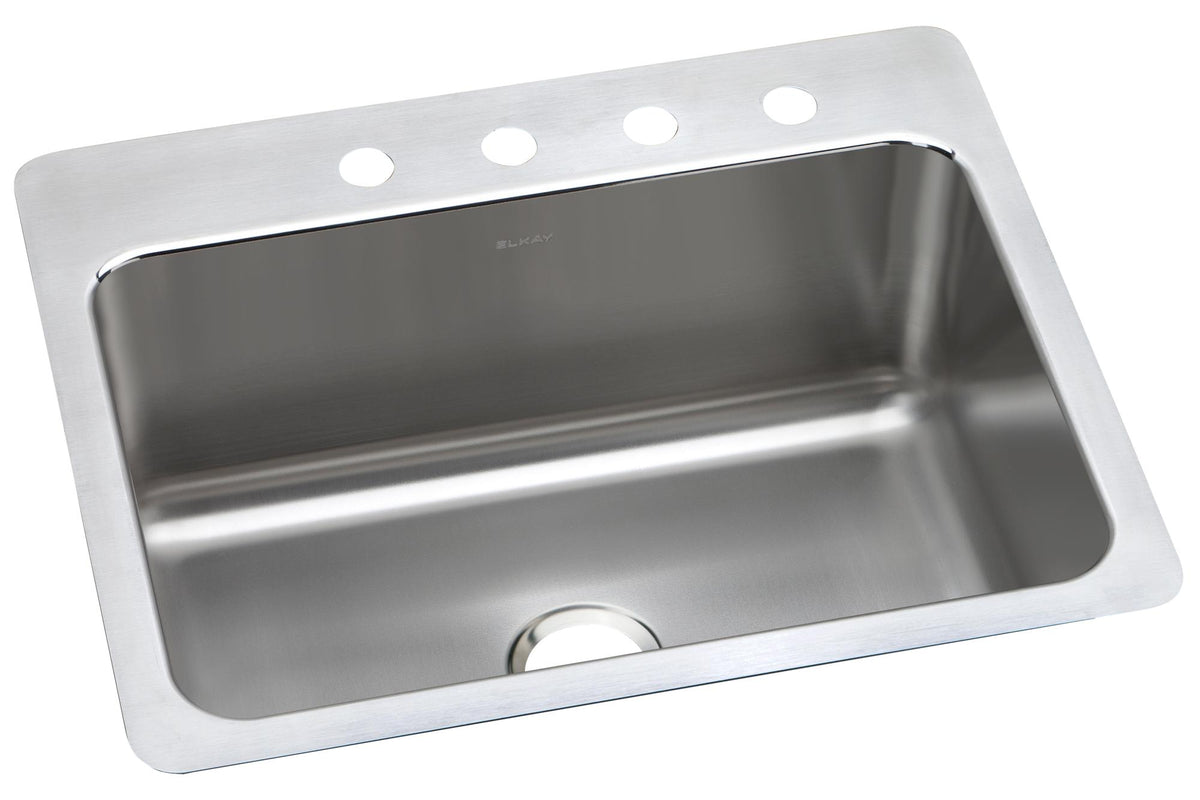 Elkay Lustertone Classic Stainless Steel 27" x 22" x 10" 3-Hole Single Bowl Dual Mount Sink