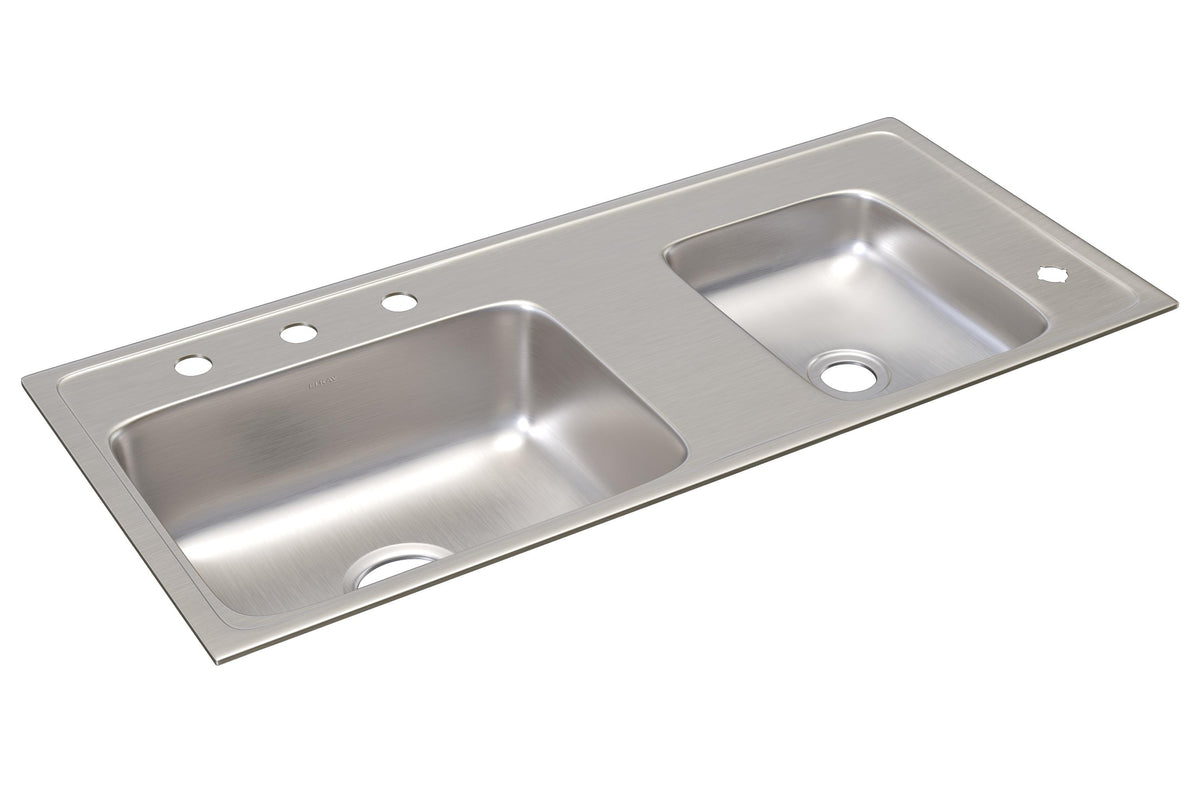 Elkay Lustertone Classic Stainless Steel 37-1/4" x 17" x 6" Double Bowl Drop-in Classroom ADA Sink
