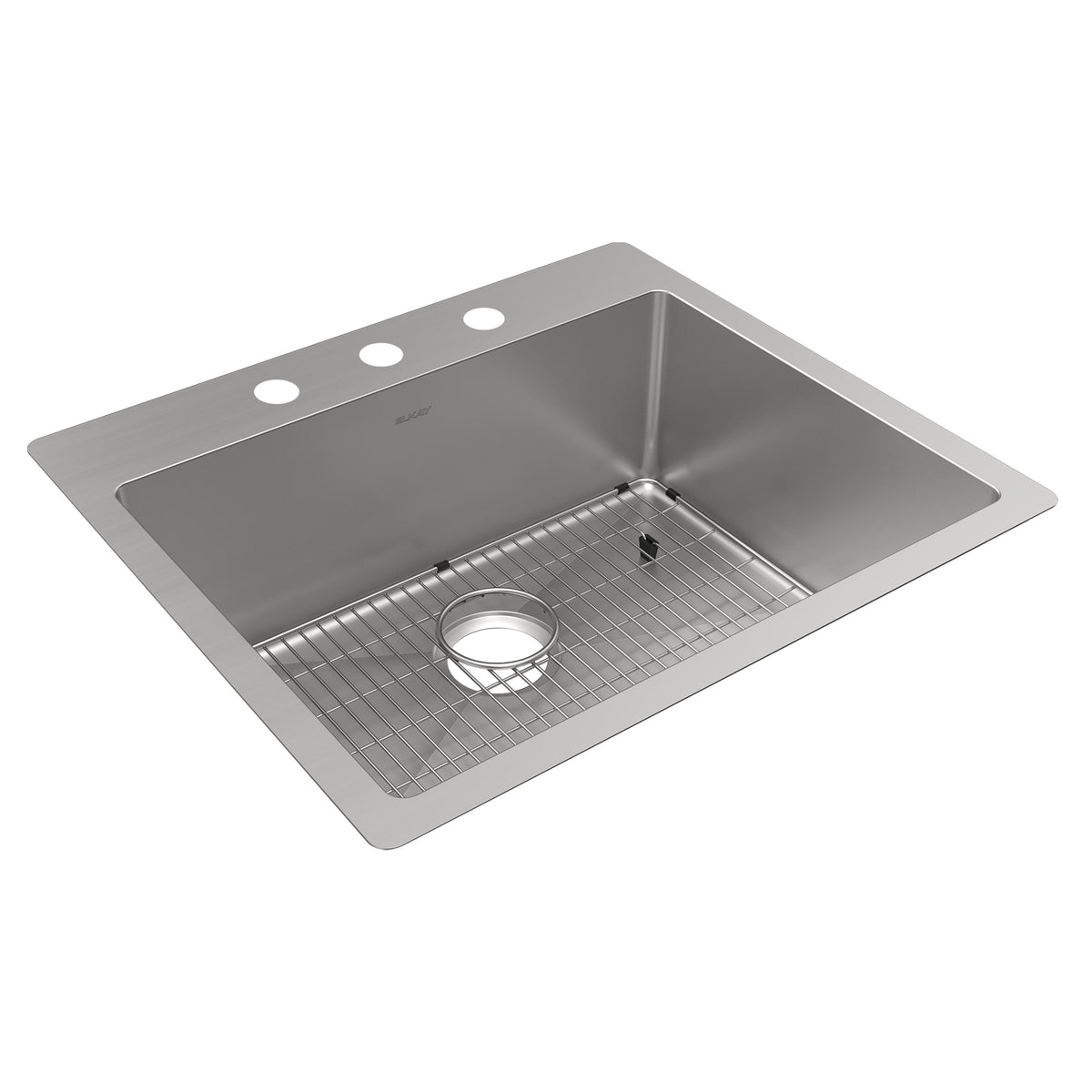 Elkay Crosstown 18 Gauge Stainless Steel 25" x 22" x 9" 3-Hole Single Bowl Dual Mount Sink Kit