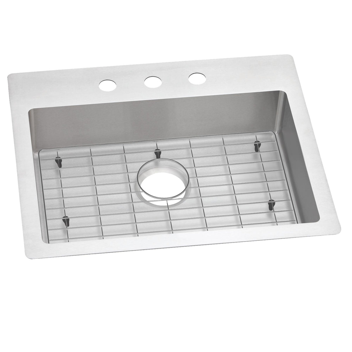 Elkay Crosstown 18 Gauge Stainless Steel 25" x 22" x 6" 3-Hole Single Bowl Dual Mount ADA Sink Kit
