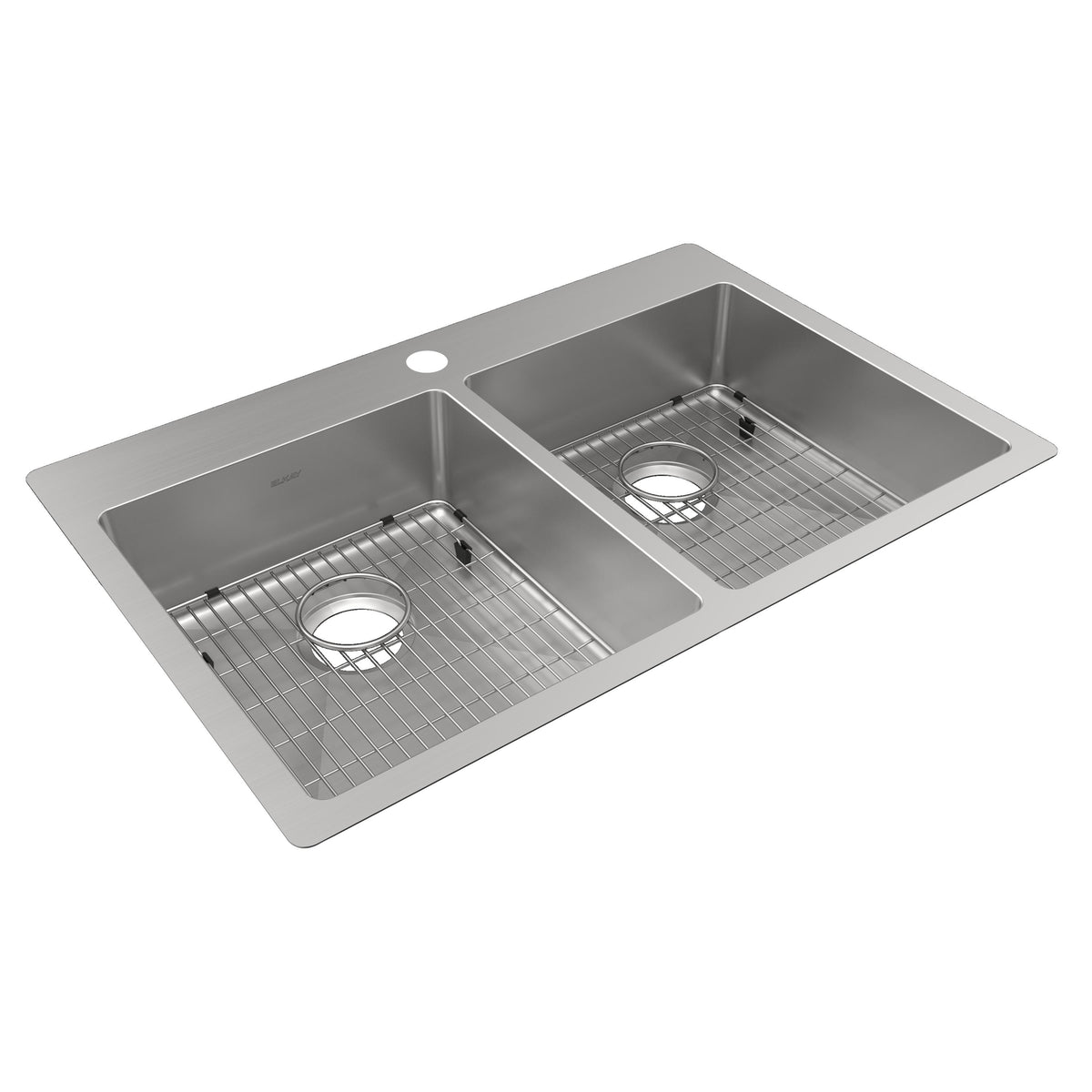 Elkay Crosstown 18 Gauge Stainless Steel 33" x 22" x 6" 1-Hole Equal Double Bowl Dual Mount ADA Sink Kit