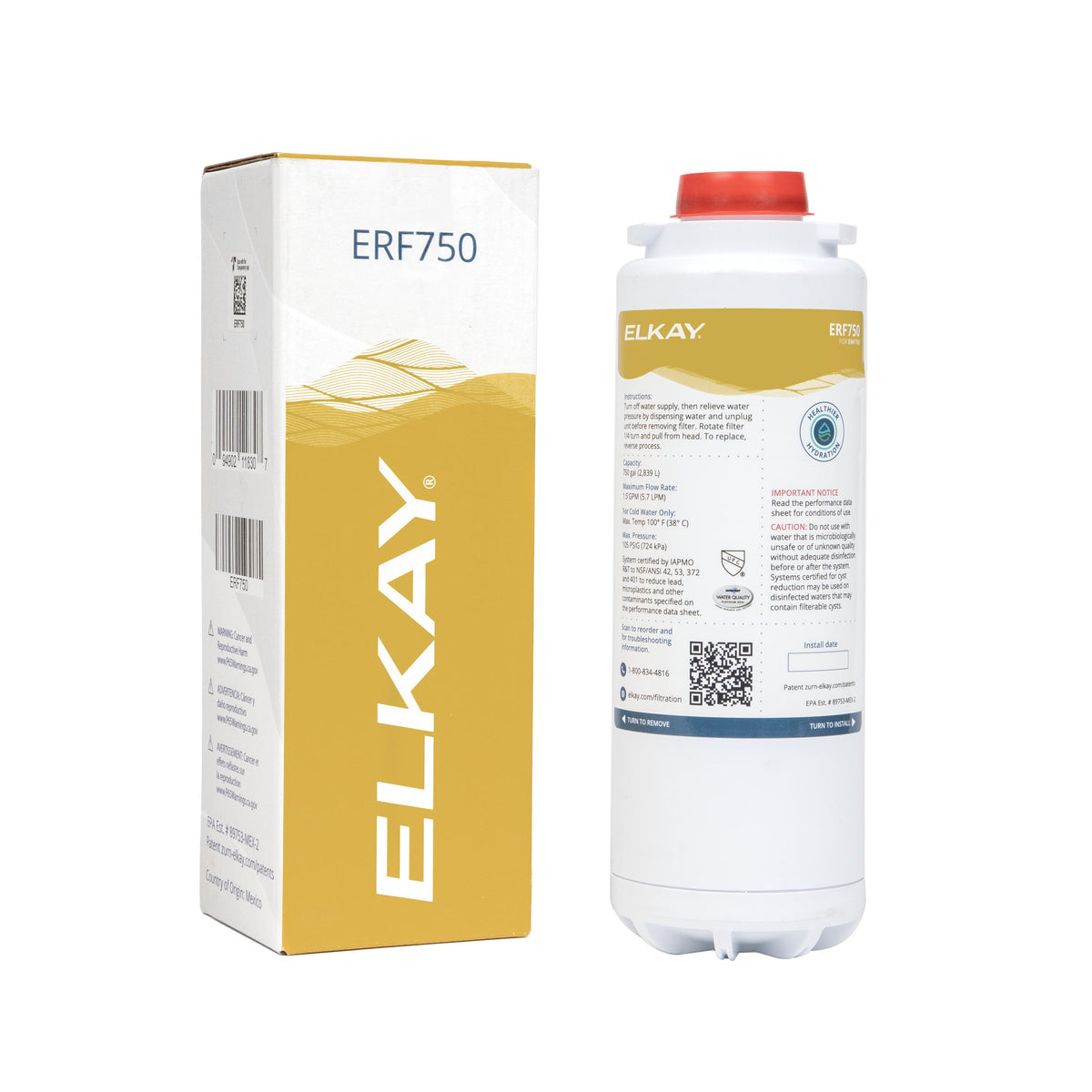 Elkay WaterSentry Lead + Microplastics NSF/ANSI Certified Residential 750 Gal 12 Month Filter