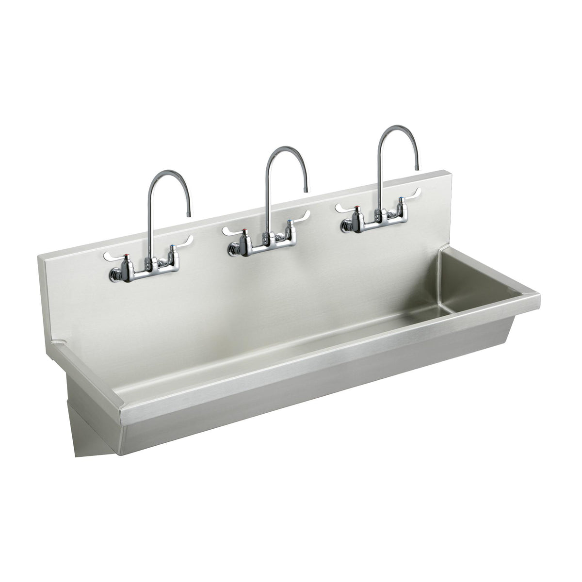 Elkay Stainless Steel 72" x 20" x 8" Wall Hung Multiple Station Hand Wash Sink Kit w/Faucets + Drain