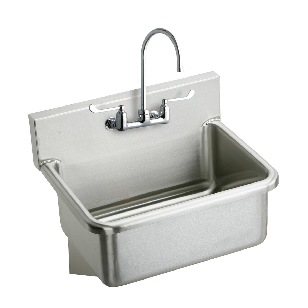 Elkay Stainless Steel 25" x 19.5" x 10-1/2" Wall Hung Single Bowl Hand Wash Sink Kit w/Faucet with 6" Wristblade Handles