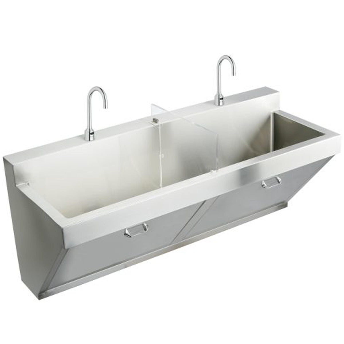 Elkay Stainless Steel 60" x 23" x 26" Wall Hung Double Station Surgeon Scrub Sink Kit