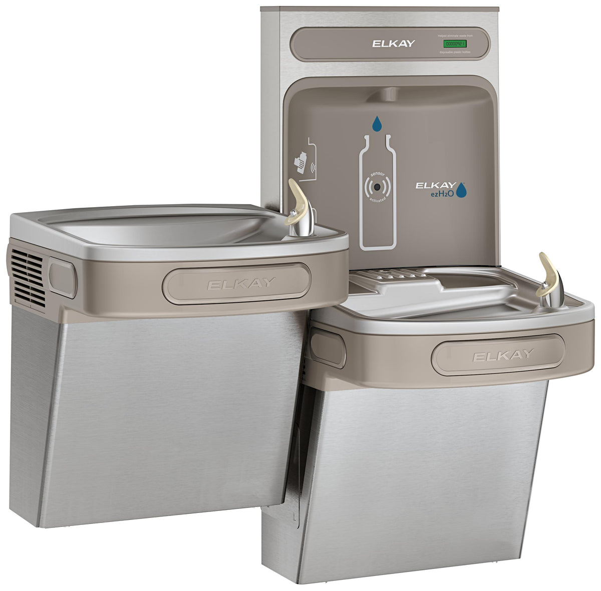 Elkay ezH2O Bottle Filling Station & Versatile Bi-Level ADA Cooler Non-Filtered Refrigerated Stainless