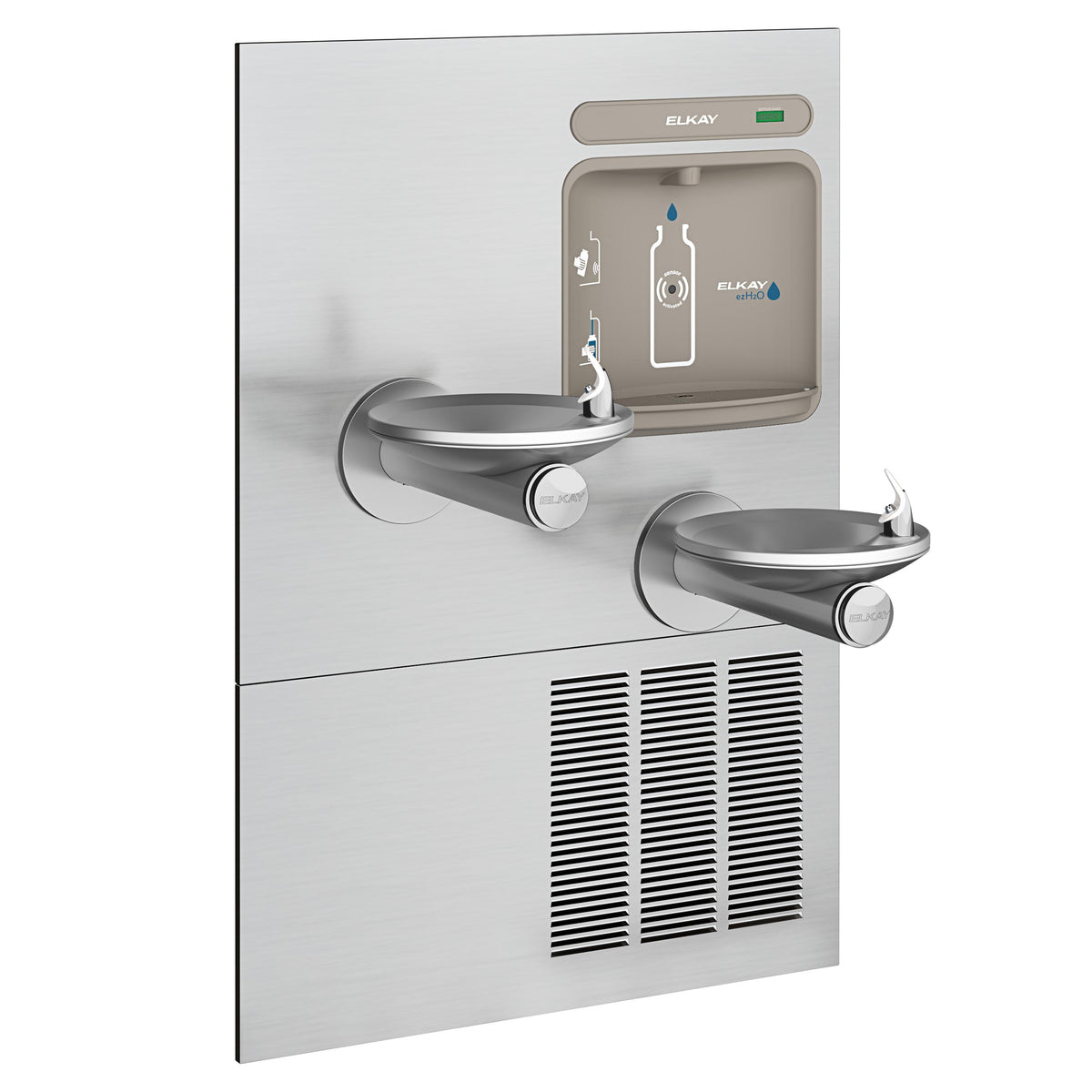 Elkay ezH2O Bottle Filling Station w/ Bi-Level Integral SwirlFlo® Fountain Refrigerated Non-Filtered Refrigerated Stainless