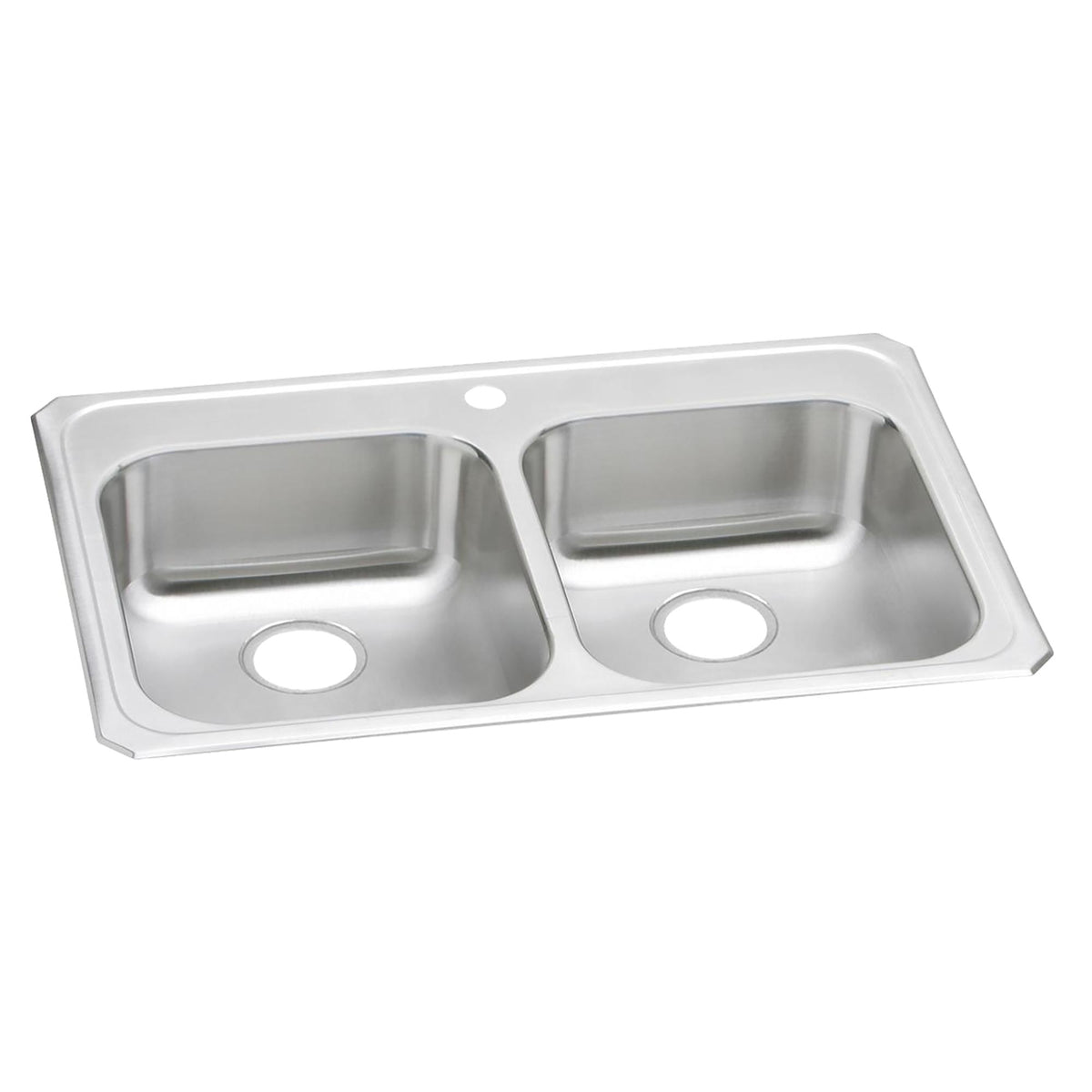 Elkay Celebrity Stainless Steel 33" x 21-1/4" x 5-3/8" 1-Hole Equal Double Bowl Drop-in Sink