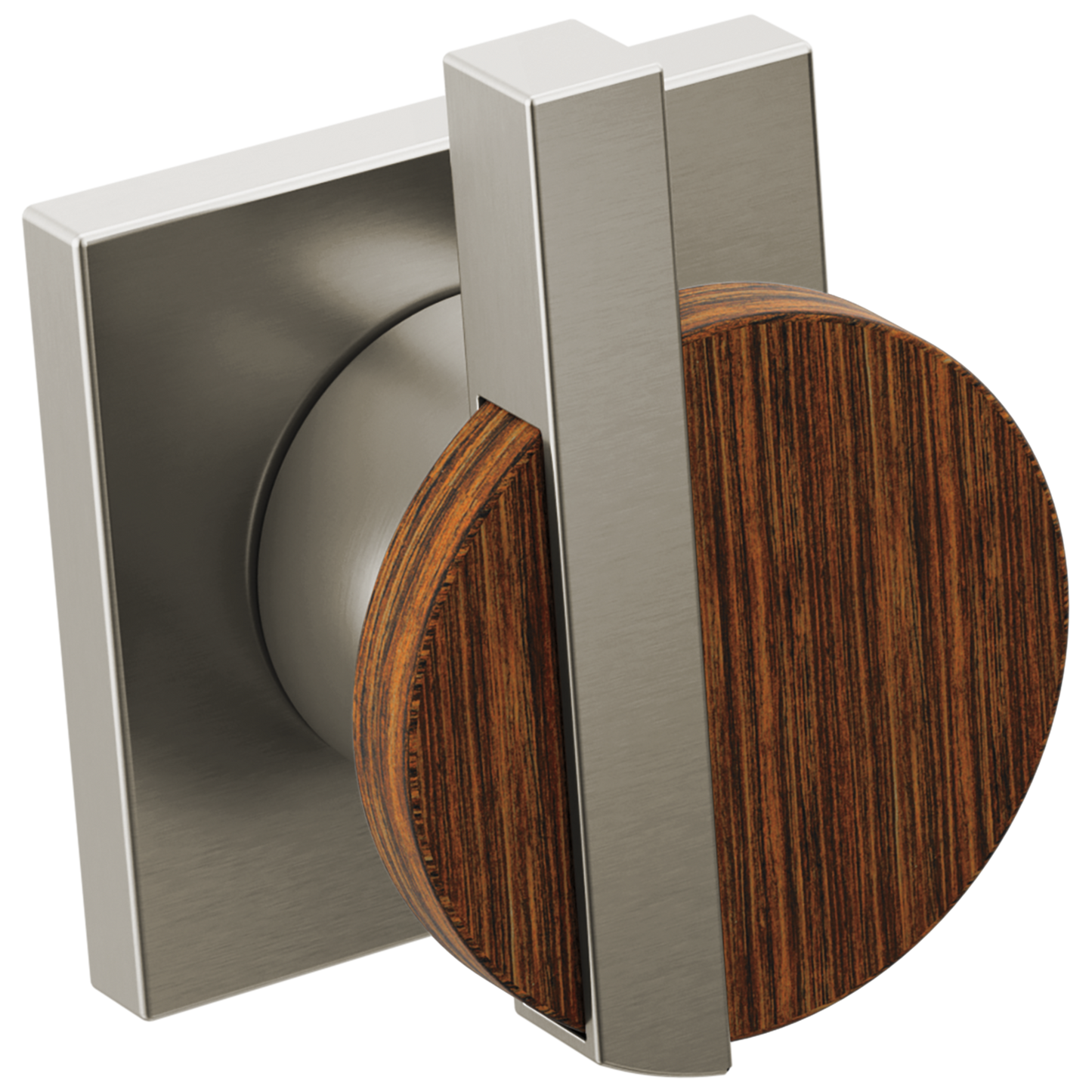 Brizo Frank Lloyd Wright HW70422 Two-Handle Wall Mount Tub Filler Lunar Handle Kit - Luxe Nickel / Teak Wood