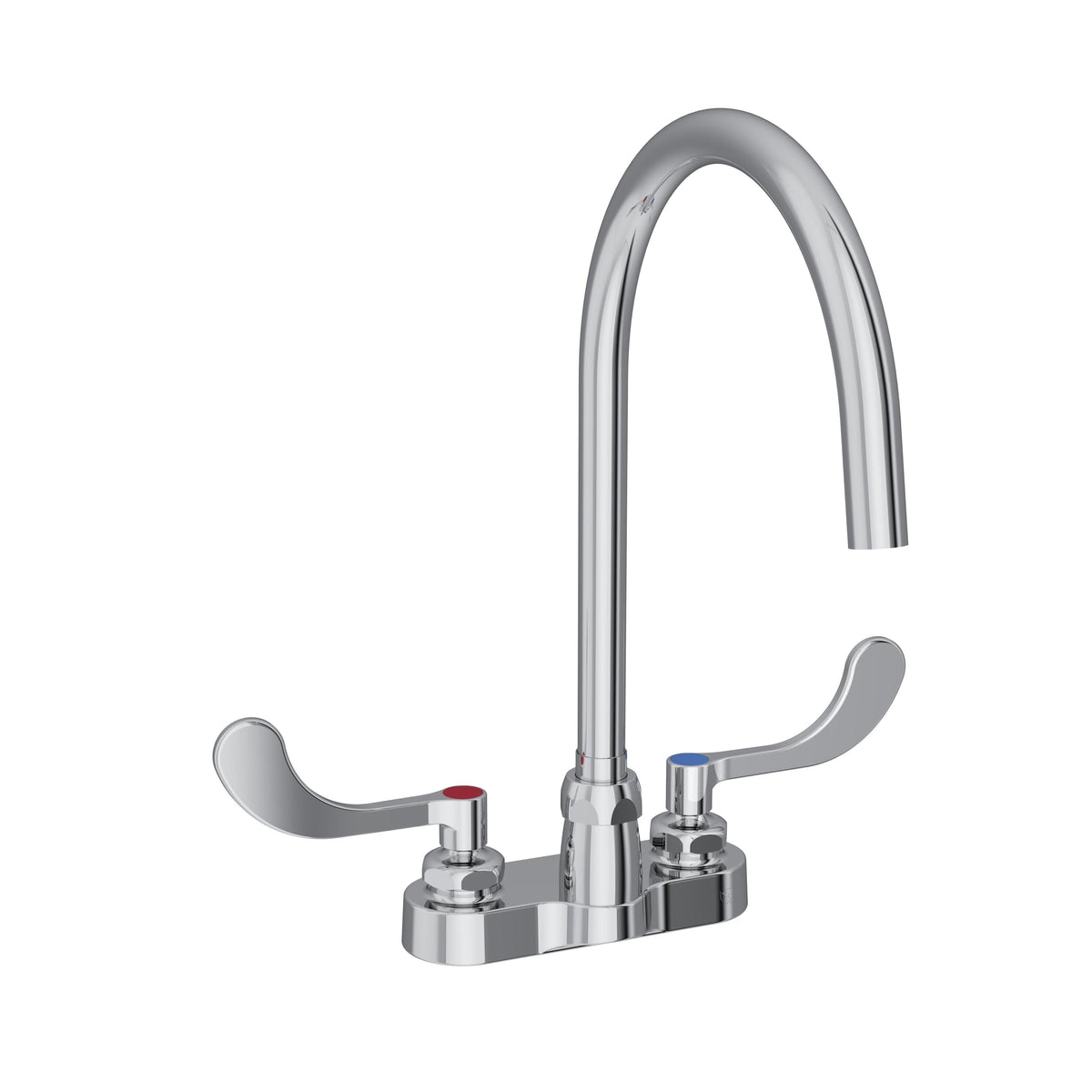 Elkay 4" Centerset with Exposed Deck Laminar Flow Faucet with 8" Gooseneck Spout 4" Wristblade Handles Chrome