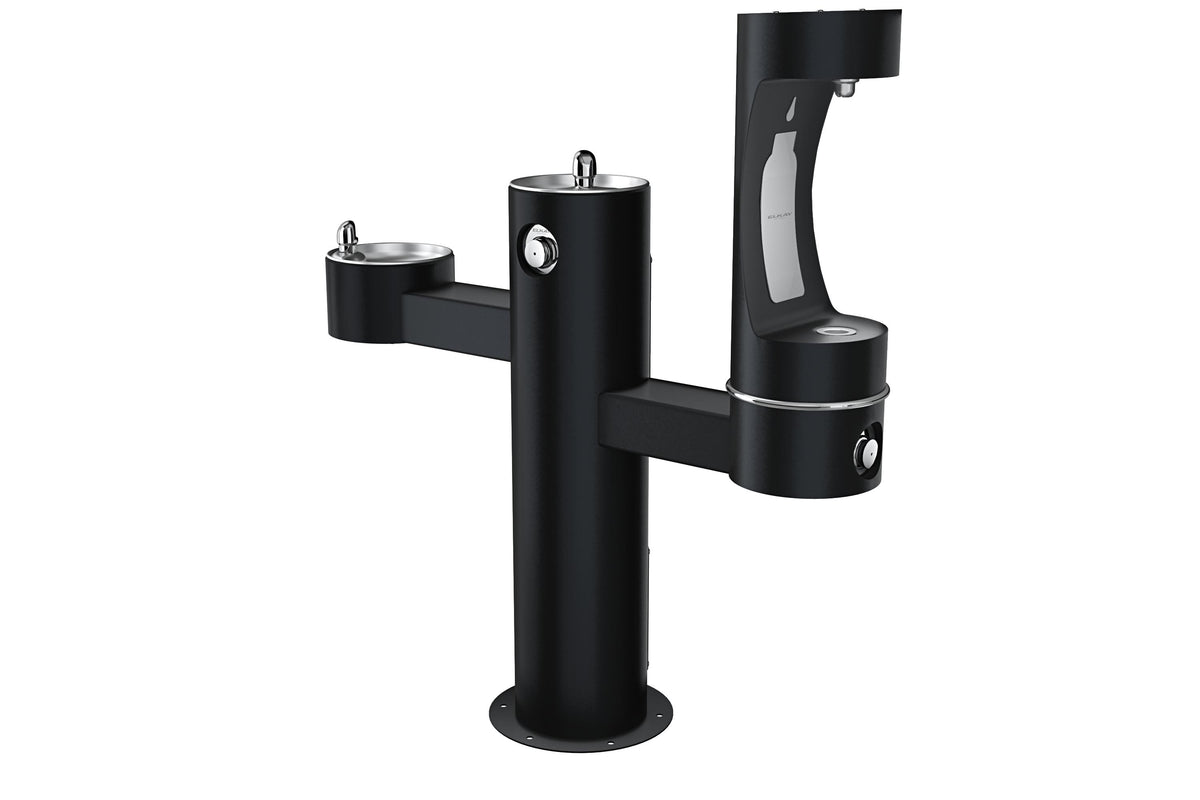 Elkay Outdoor ezH2O Lower Bottle Filling Station Tri-Level Pedestal Non-Filtered Non-Refrigerated FR Black