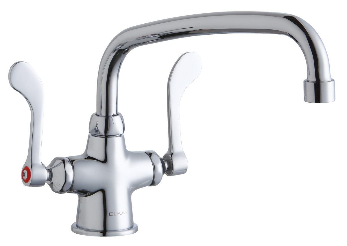 Elkay Single Hole with Concealed Deck Faucet with 10" Arc Tube Spout 4" Wristblade Handles Chrome
