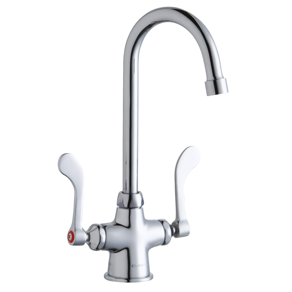 Elkay Single Hole with Concealed Deck Faucet with 5" Gooseneck Spout 4" Wristblade Handles Chrome