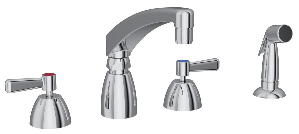 Elkay 8" Centerset with Concealed Deck Faucet with 8" Arc Tube Spout 2" Lever Handles with Side Spray Chrome
