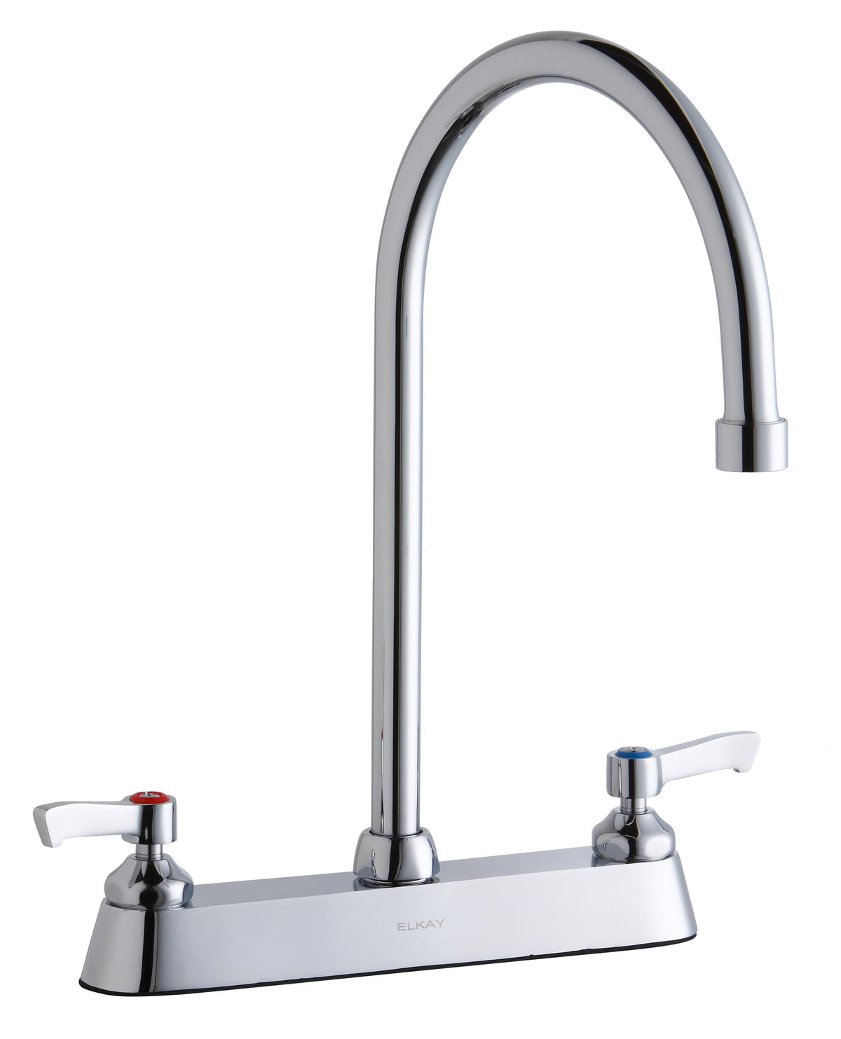 Elkay 8" Centerset with Exposed Deck Faucet with 8" Gooseneck Spout 2" Lever Handles Chrome