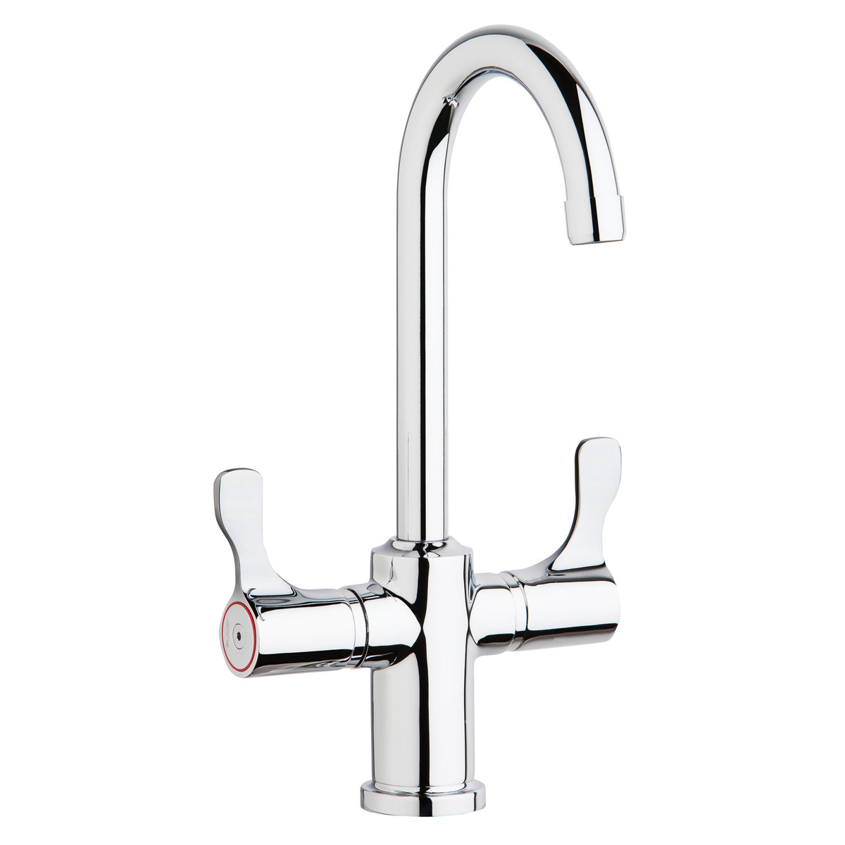 Elkay Single Hole 12-1/2" Deck Mount Faucet with Gooseneck Spout Twin Lever Handles Chrome