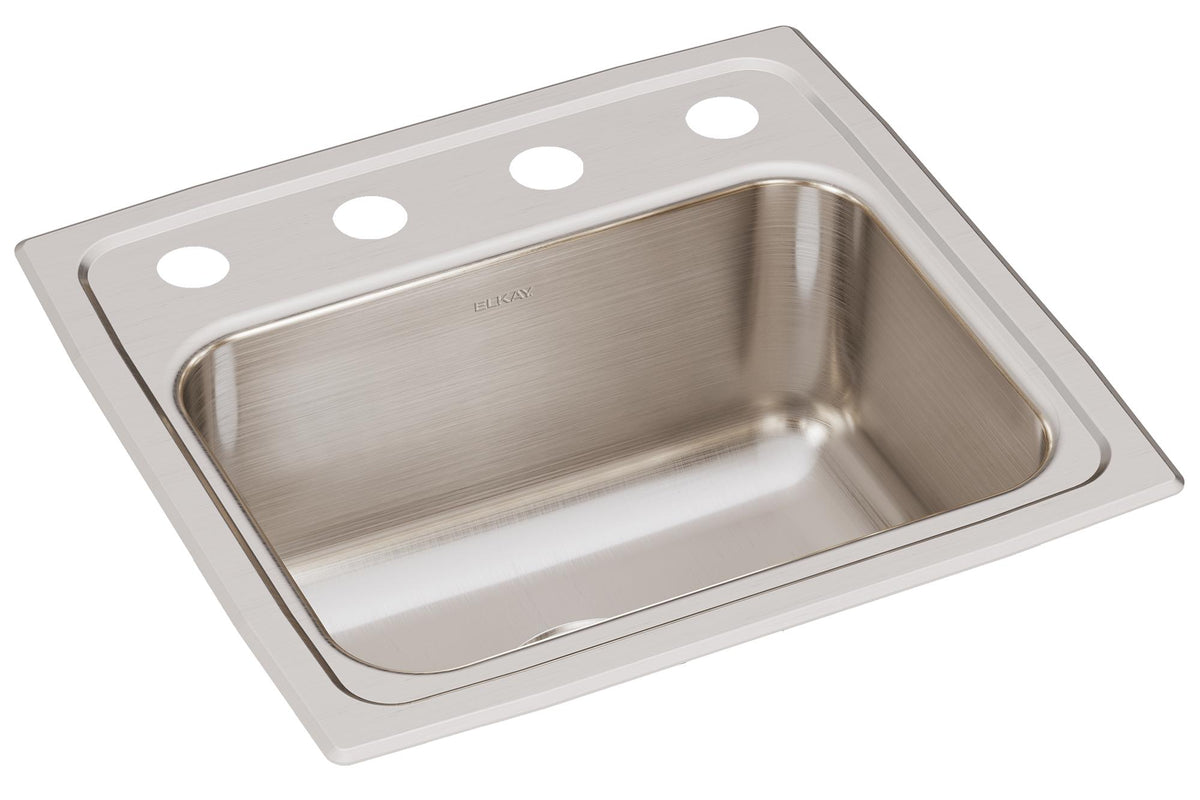 Elkay Lustertone Classic Stainless Steel 17" x 16" x 7-5/8" OS4-Hole Single Bowl Drop-in Sink
