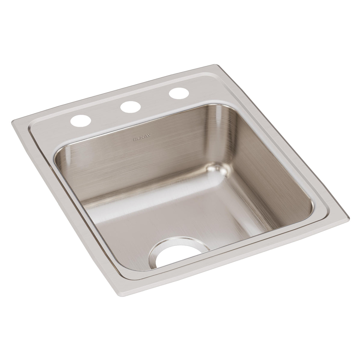 Elkay Lustertone Classic Stainless Steel 17" x 20" x 7-5/8" 3-Hole Single Bowl Drop-in Sink with Quick-clip