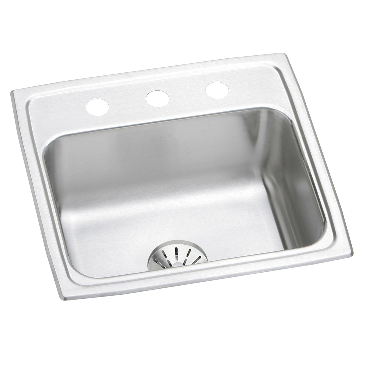 Elkay Lustertone Classic Stainless Steel 19-1/2" x 19" x 7-1/2" 3-Hole Single Bowl Drop-in Sink with Perfect Drain®