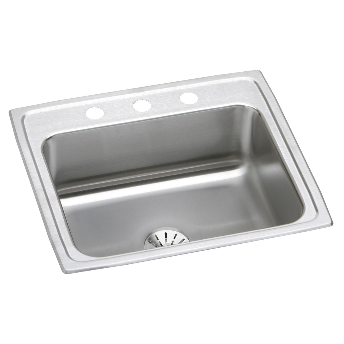 Elkay Lustertone Classic Stainless Steel 22" x 19-1/2" x 7-5/8" 3-Hole Single Bowl Drop-in Sink with Perfect Drain®