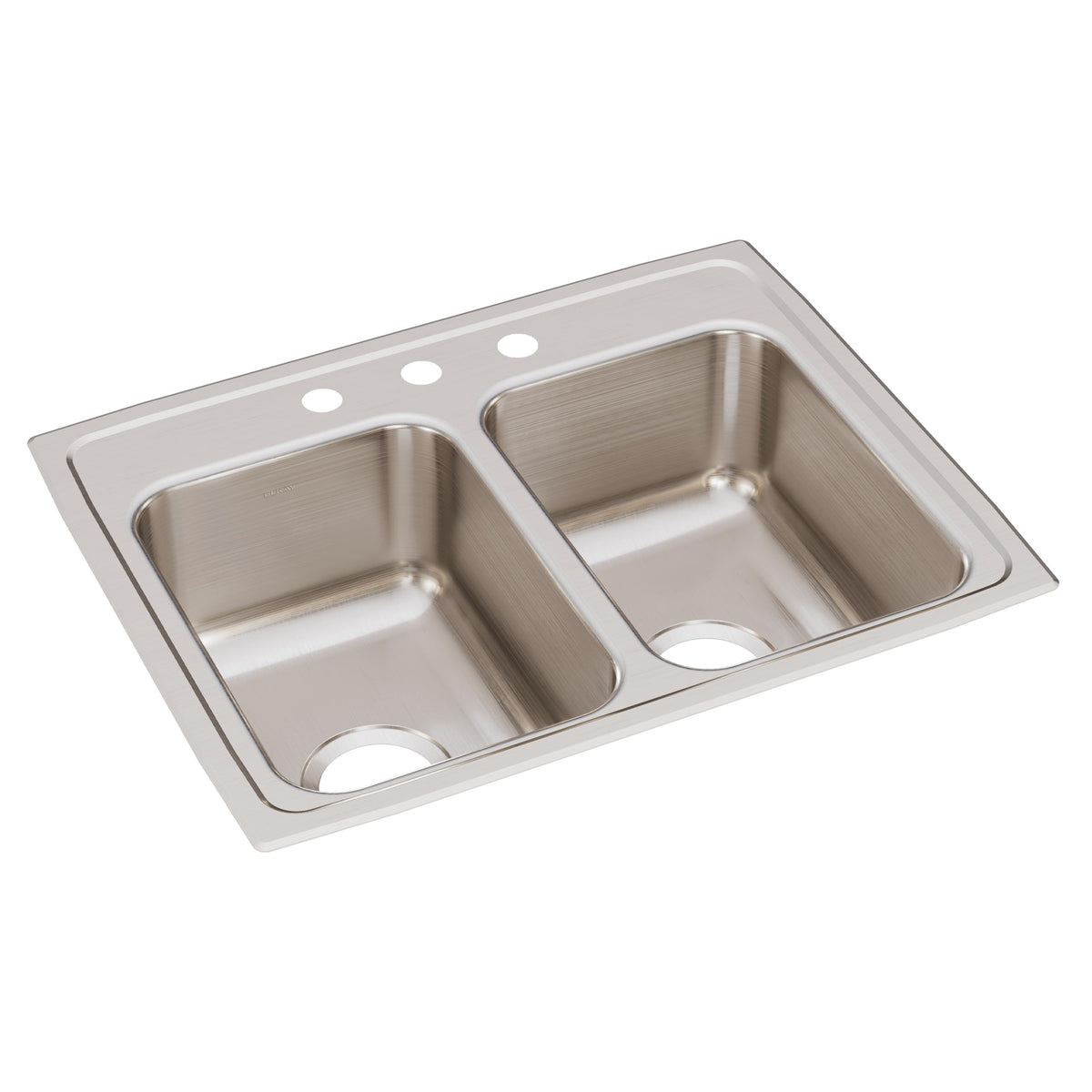 Elkay Lustertone Classic Stainless Steel 25" x 19-1/2" x 7-5/8" 3-Hole Equal Double Bowl Drop-in Sink
