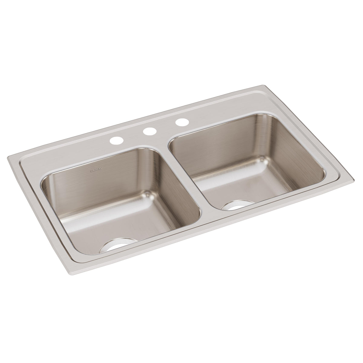 Elkay Lustertone Classic Stainless Steel 29" x 18" x 7-5/8" 3-Hole Equal Double Bowl Drop-in Sink
