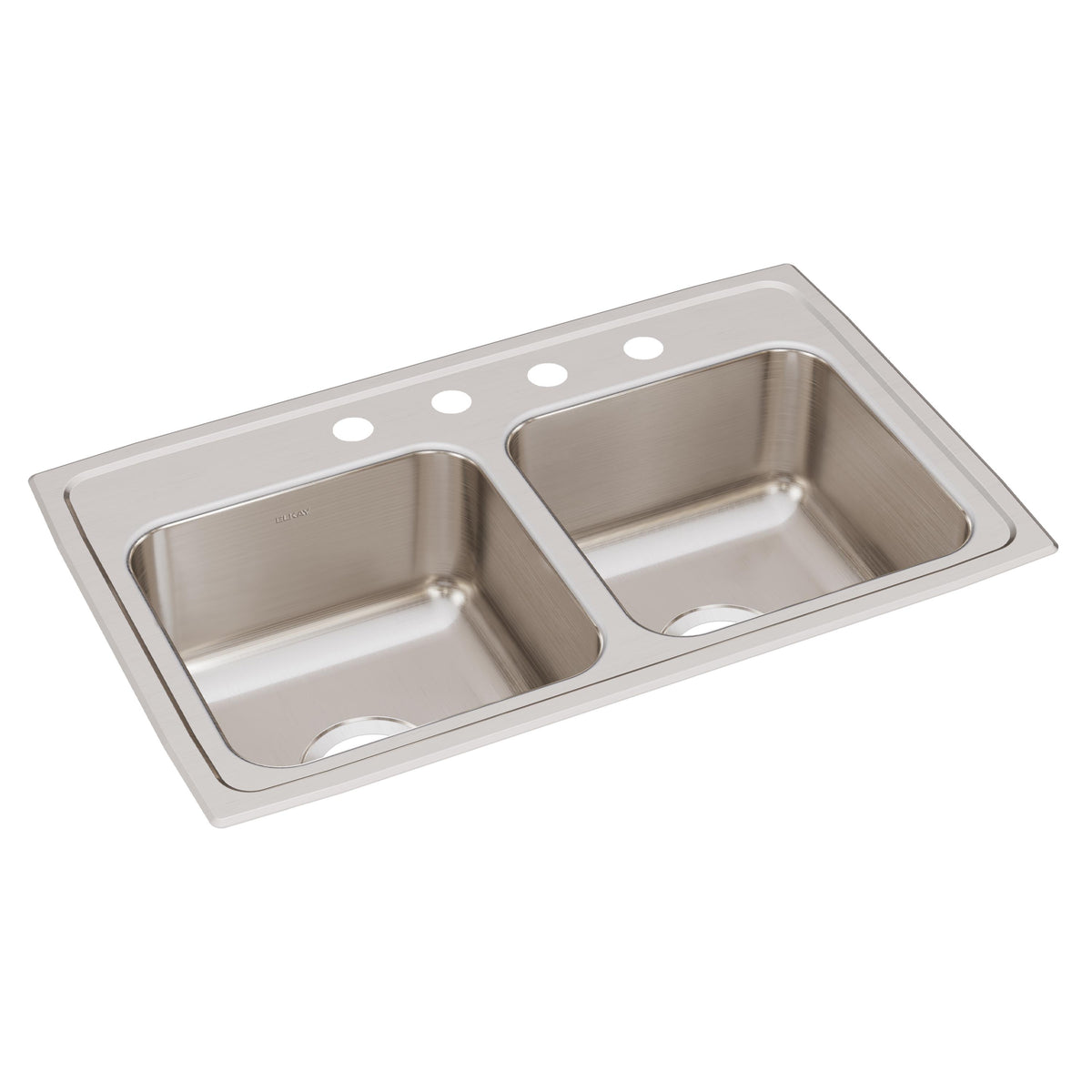 Elkay Lustertone Classic Stainless Steel 29" x 18" x 7-5/8" 4-Hole Equal Double Bowl Drop-in Sink