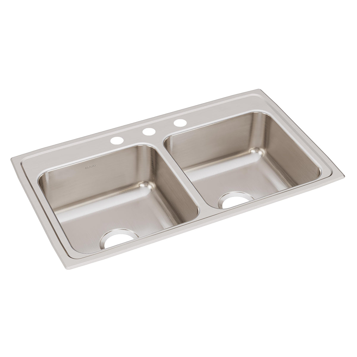Elkay Lustertone Classic Stainless Steel 33" x 19-1/2" x 7-5/8" 3-Hole Equal Double Bowl Drop-in Sink