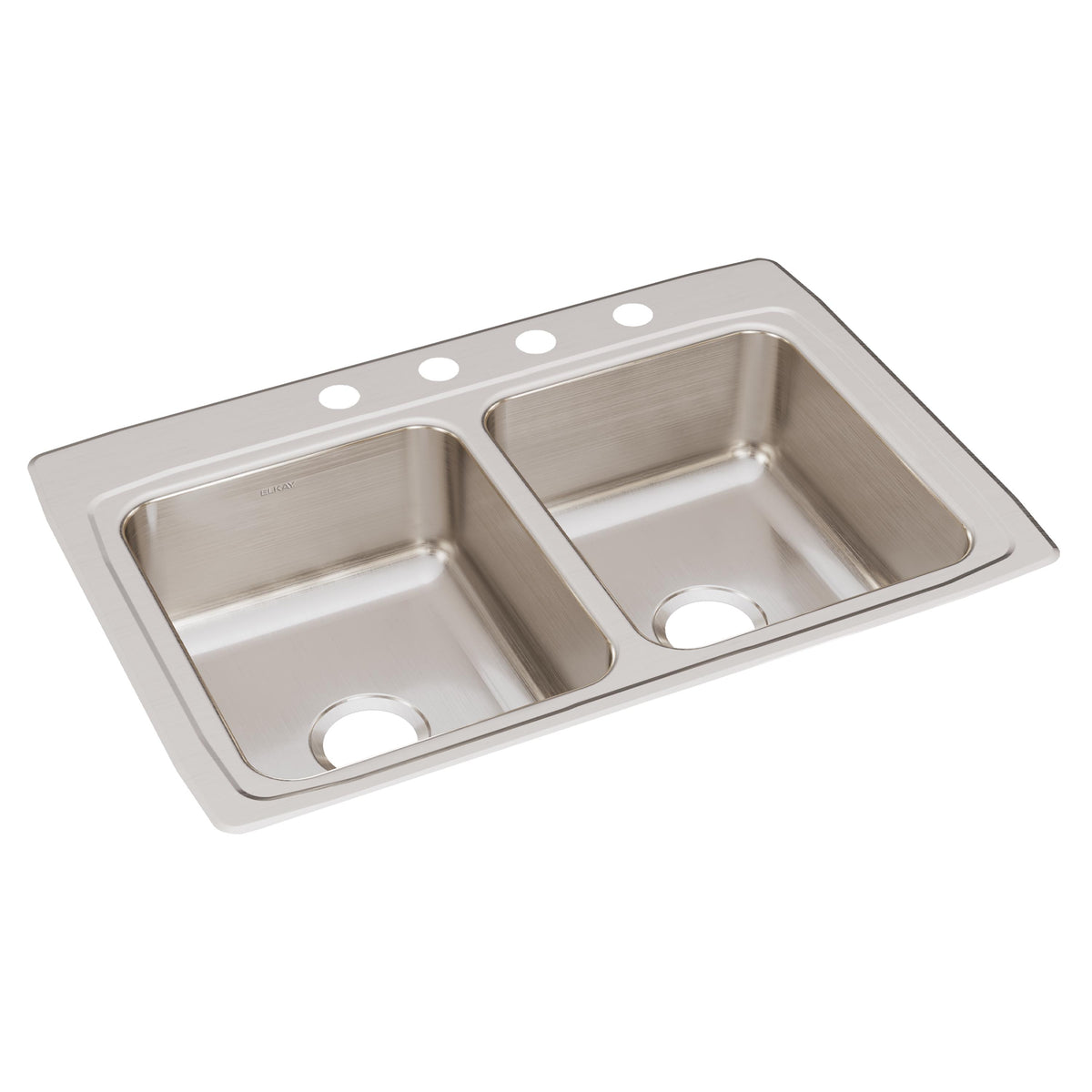 Elkay Lustertone Classic Stainless Steel 33" x 22" x 8-1/8" 4-Hole Equal Double Bowl Drop-in Sink