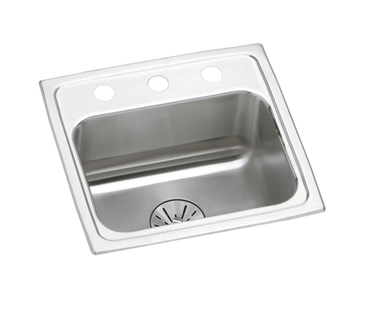 Elkay Lustertone Classic Stainless Steel 17" x 16" x 6-1/2" 3-Hole Single Bowl Drop-in ADA Sink with Perfect Drain®