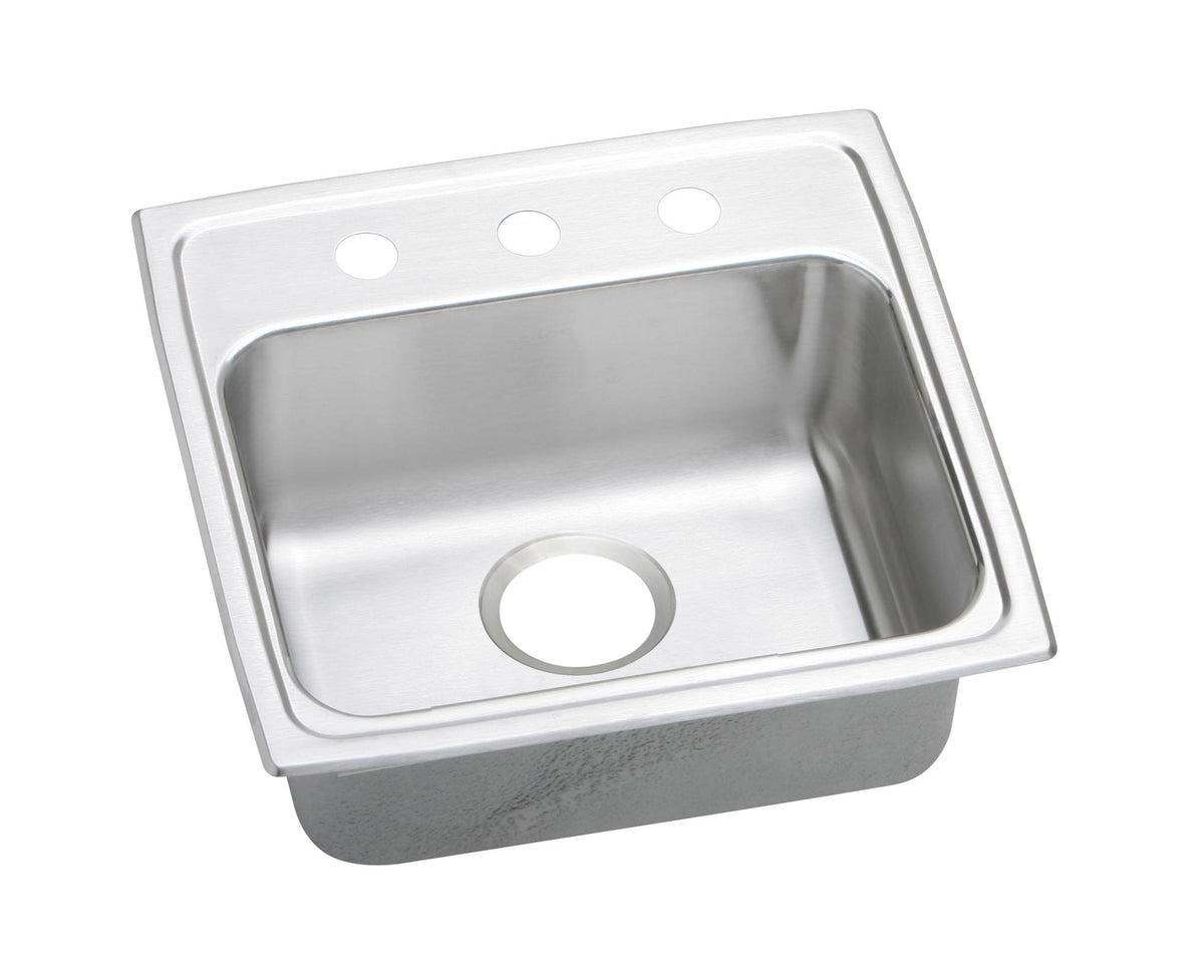 Elkay Lustertone Classic Stainless Steel 19" x 18" x 6-1/2" 1-Hole Single Bowl Drop-in ADA Sink with Quick-clip