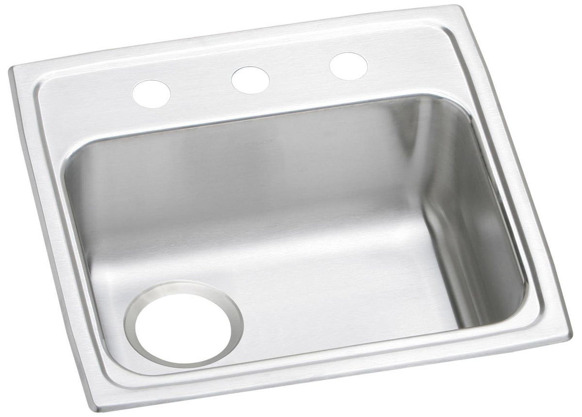 Elkay Lustertone Classic Stainless Steel 19" x 18" x 5-1/2" 2-Hole Single Bowl Drop-in ADA Sink w/Quick-clip and Left Drain