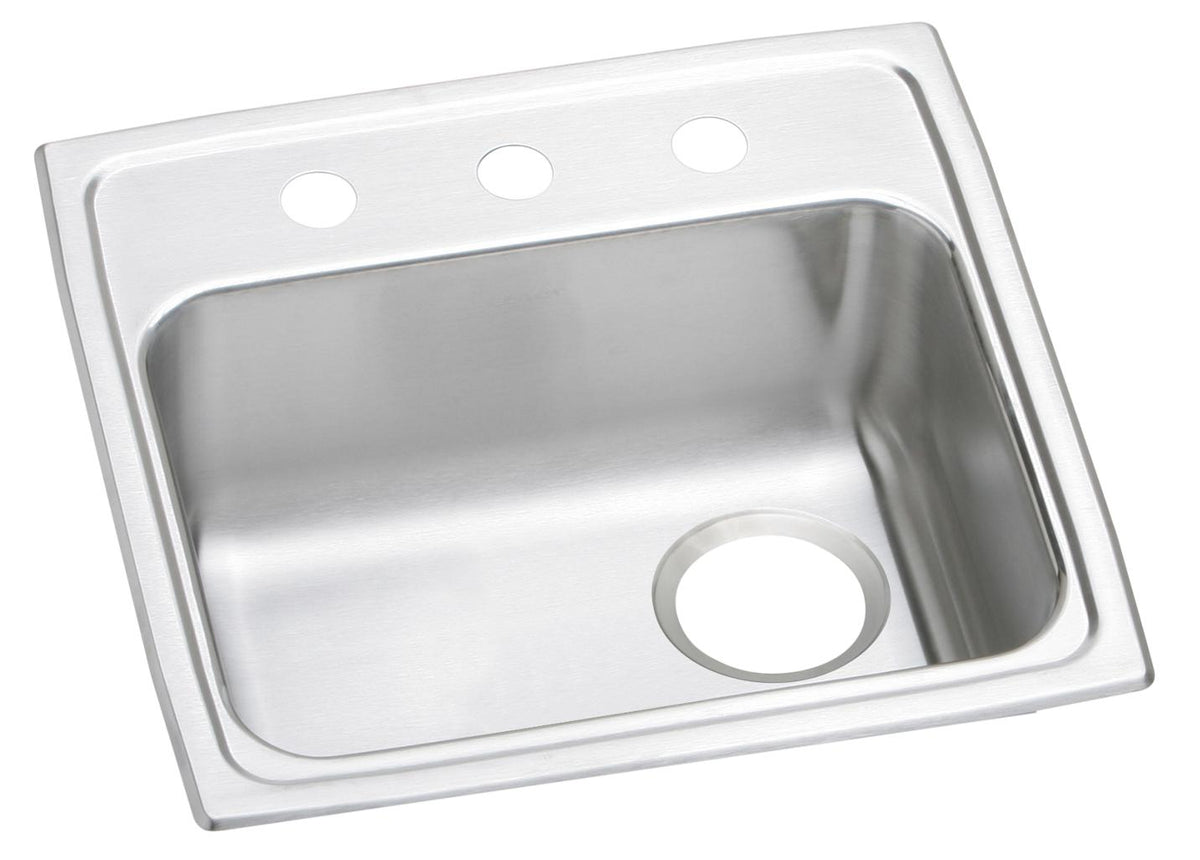Elkay Lustertone Classic Stainless Steel 19" x 18" x 5-1/2" 2-Hole Single Bowl Drop-in ADA Sink with Right Drain