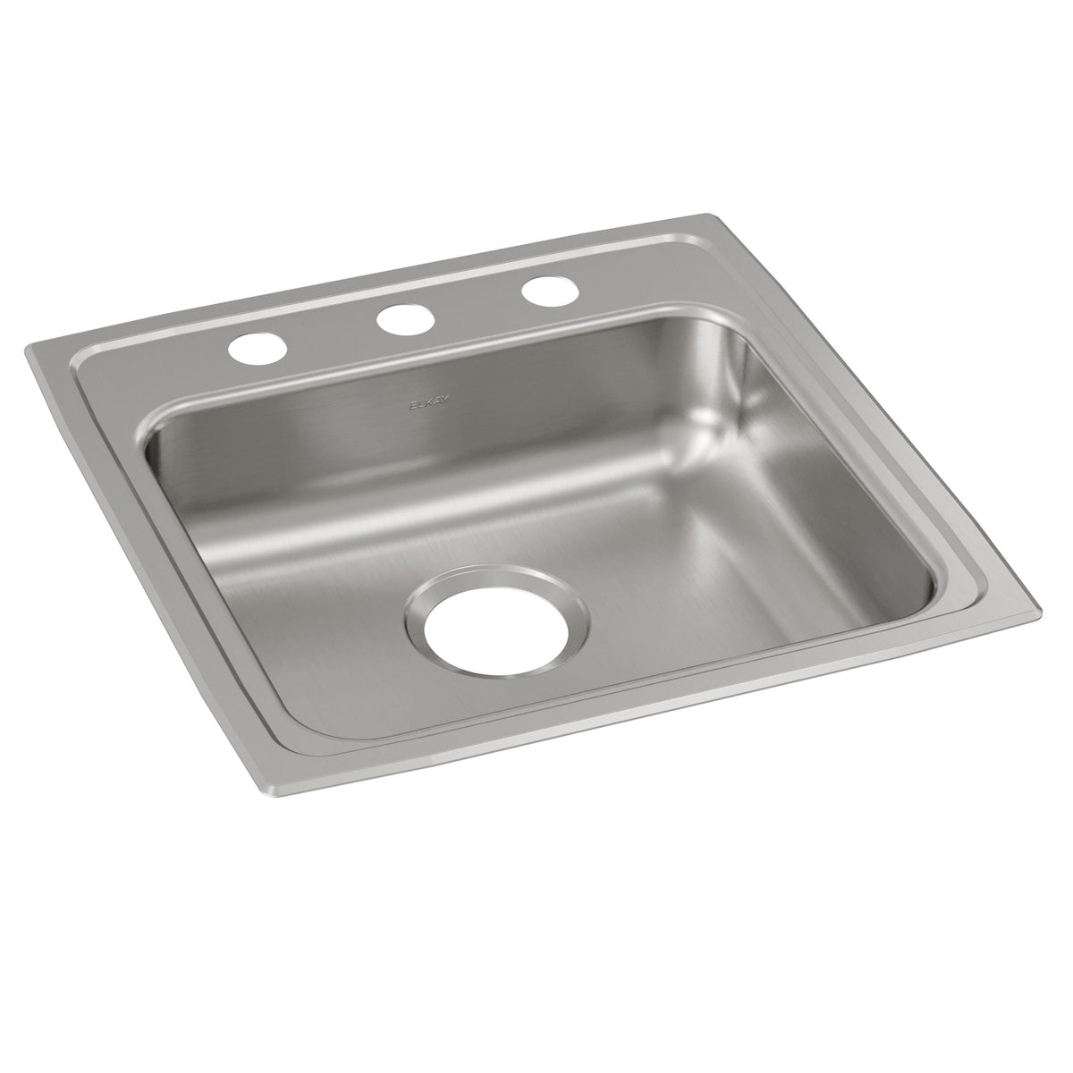 Elkay Lustertone Classic Stainless Steel 19-1/2" x 19" x 5" 3-Hole Single Bowl Drop-in ADA Sink